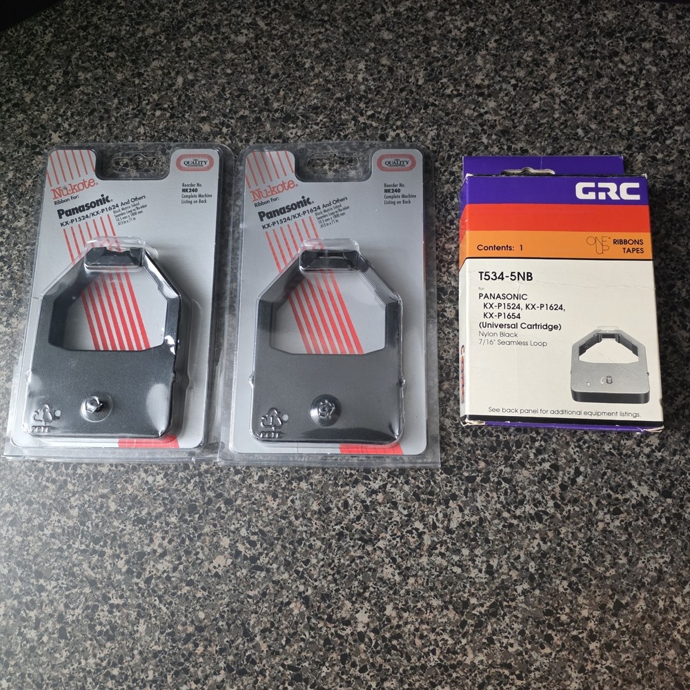 Nu-kote Panasonic Typewriter Ribbon NK240 + GRC T534-5NB Black Nylon Lot of 3‎